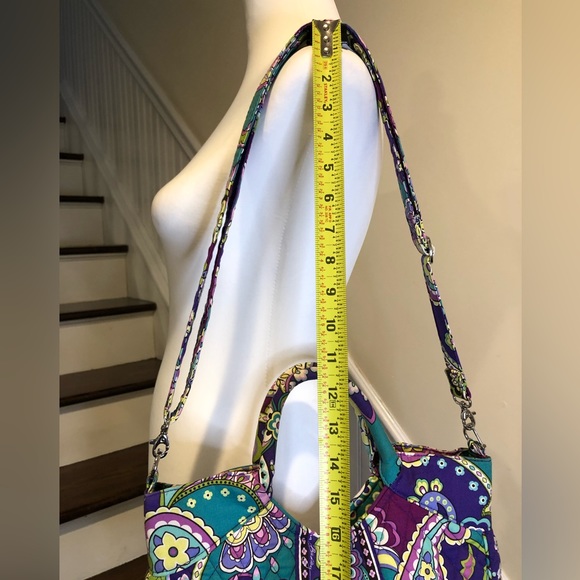 VERA BRADLEY Purple Turquoise Quilted Paisley Shoulder Bag Crossbody Adj. Strap - Picture 6 of 16